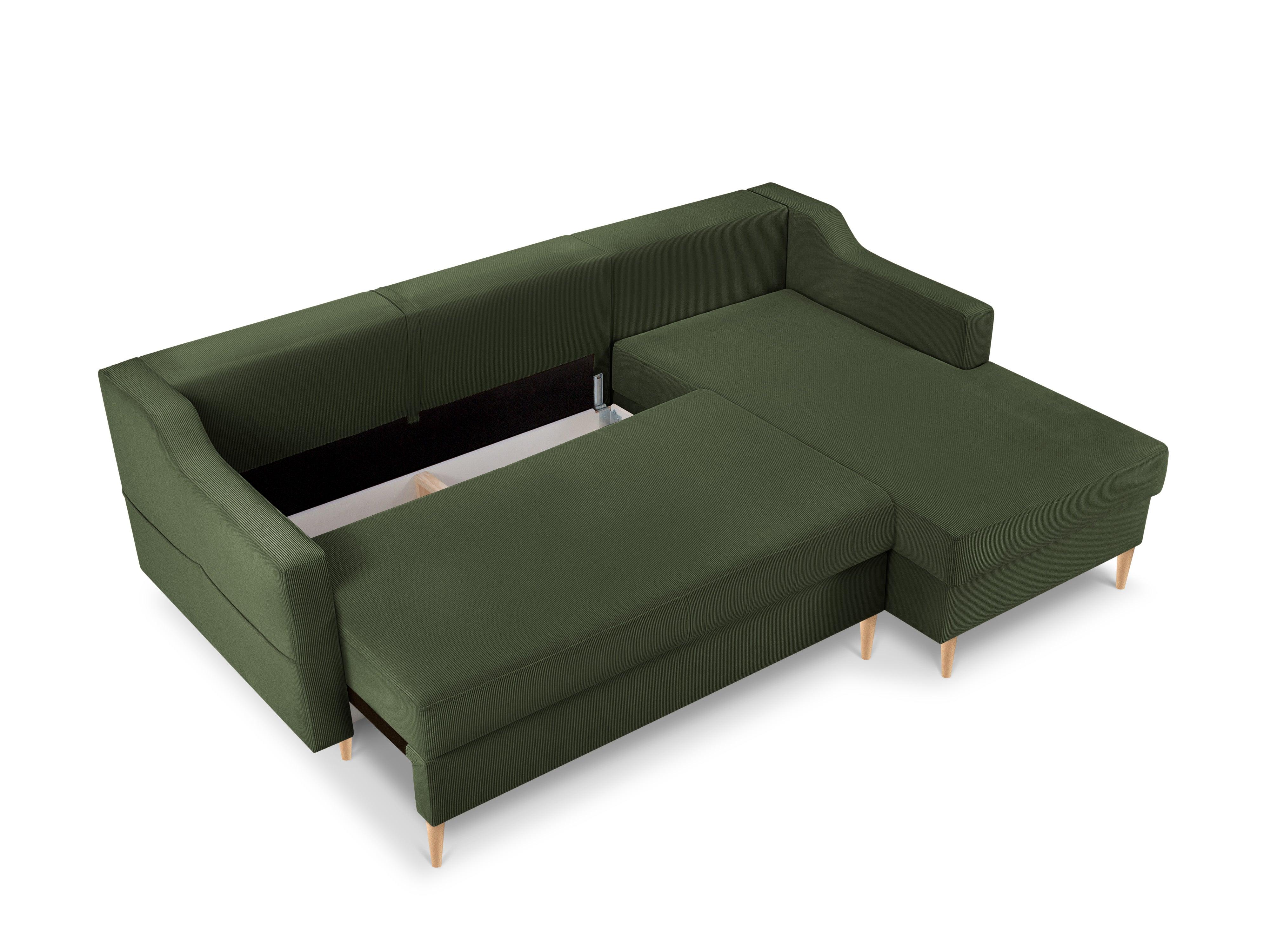 Narożnik prawostronny sztruksowy z funkcją spania ROSE butelkowa zieleń Mazzini Sofas    Eye on Design