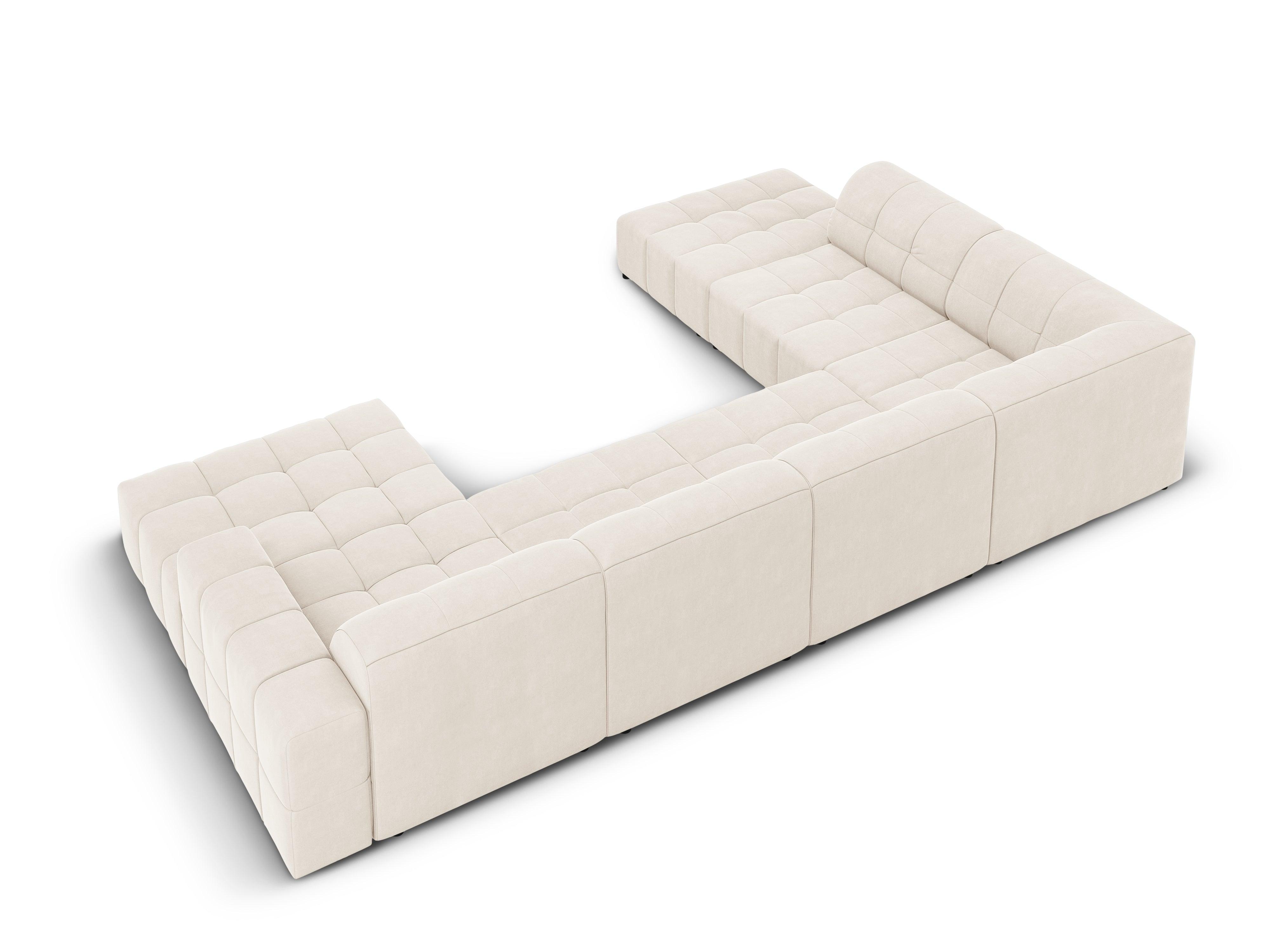 Narożnik w kształcie U aksamitny lewostronny CHICAGO jasnobeżowy Cosmopolitan Design    Eye on Design