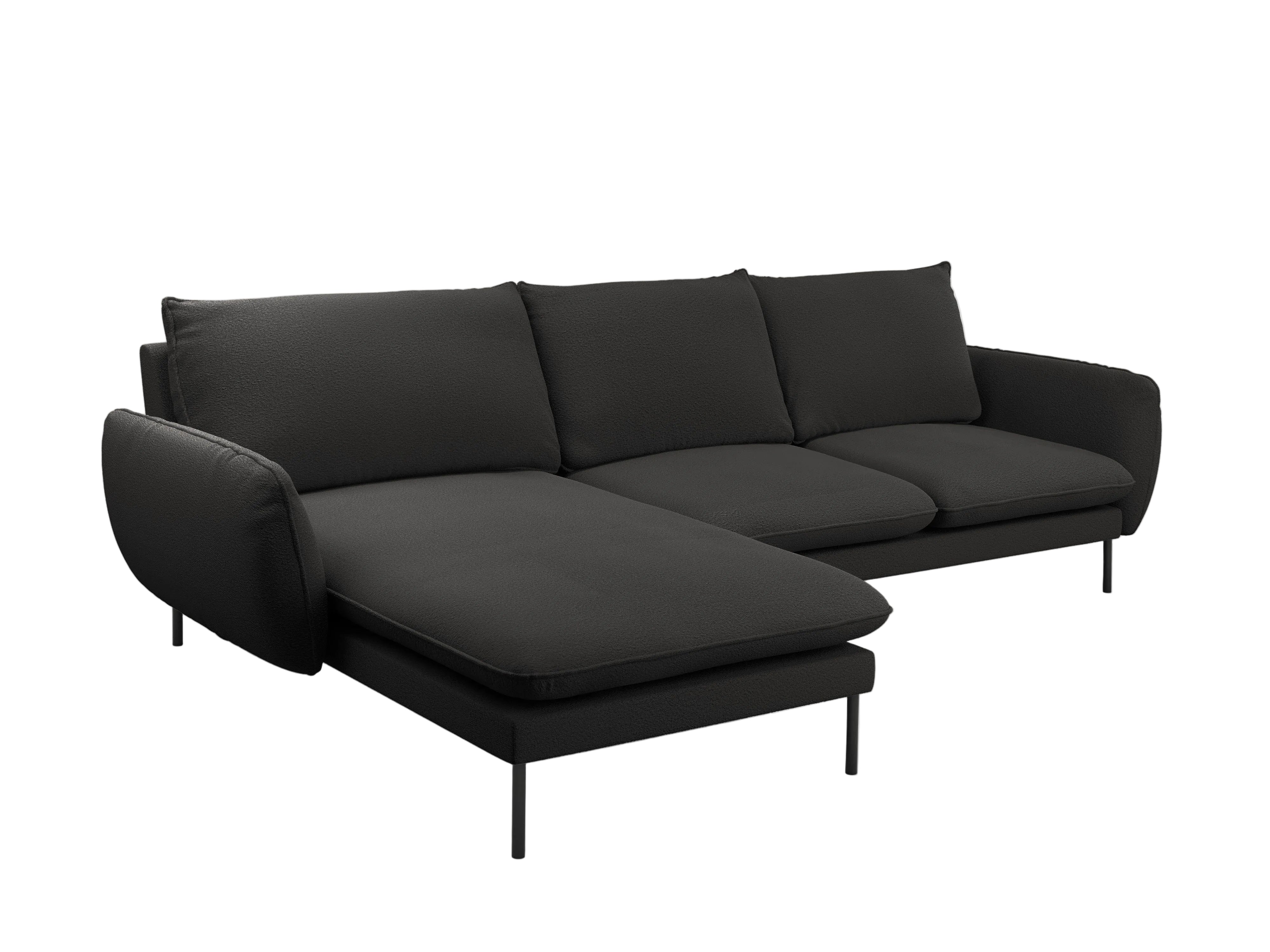 Narożnik w tkaninie boucle lewostronny VIENNA czarny z czarną podstawą Cosmopolitan Design    Eye on Design