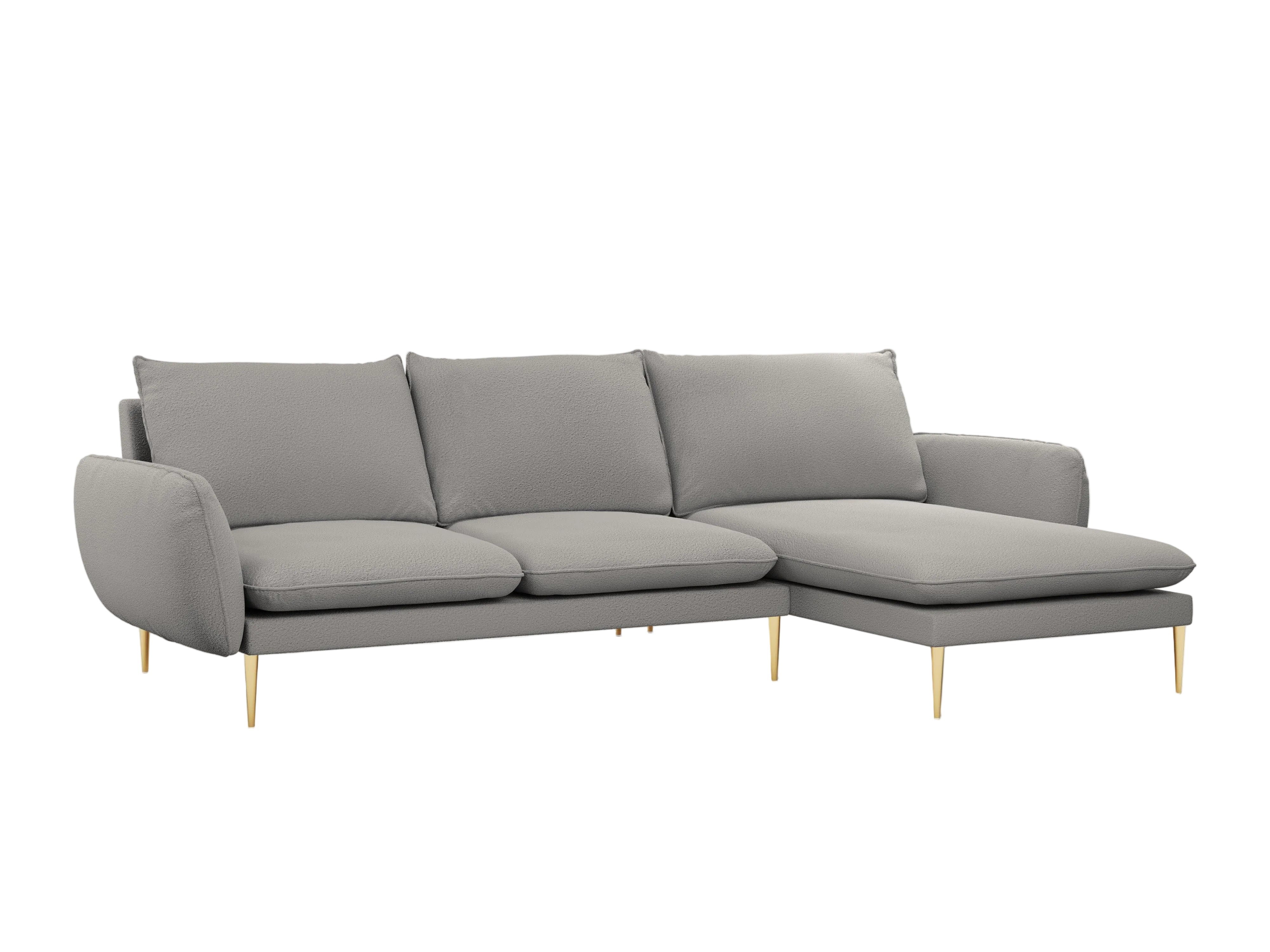 Narożnik w tkaninie boucle prawostronny VIENNA szary ze złotą podstawą Cosmopolitan Design    Eye on Design