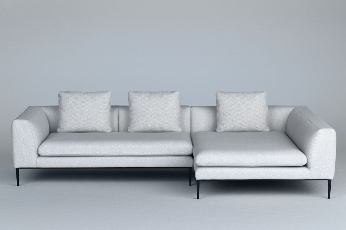 Right-facing chaise lounge NASH upholstered with a black base