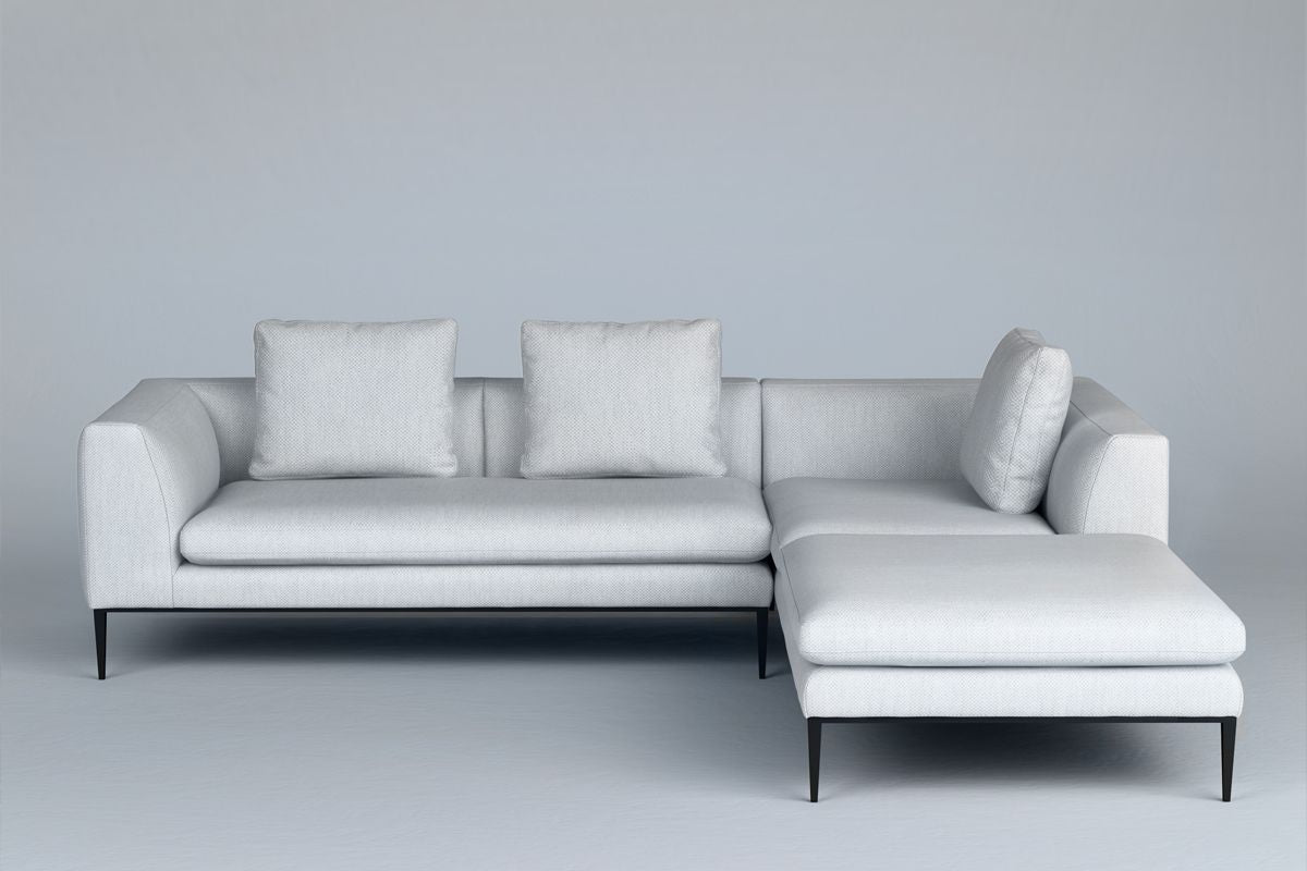 Right-facing chaise lounge NASH upholstered with a black base