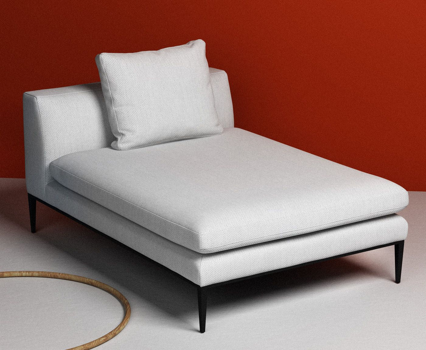 Right-facing chaise lounge NASH upholstered with a black base