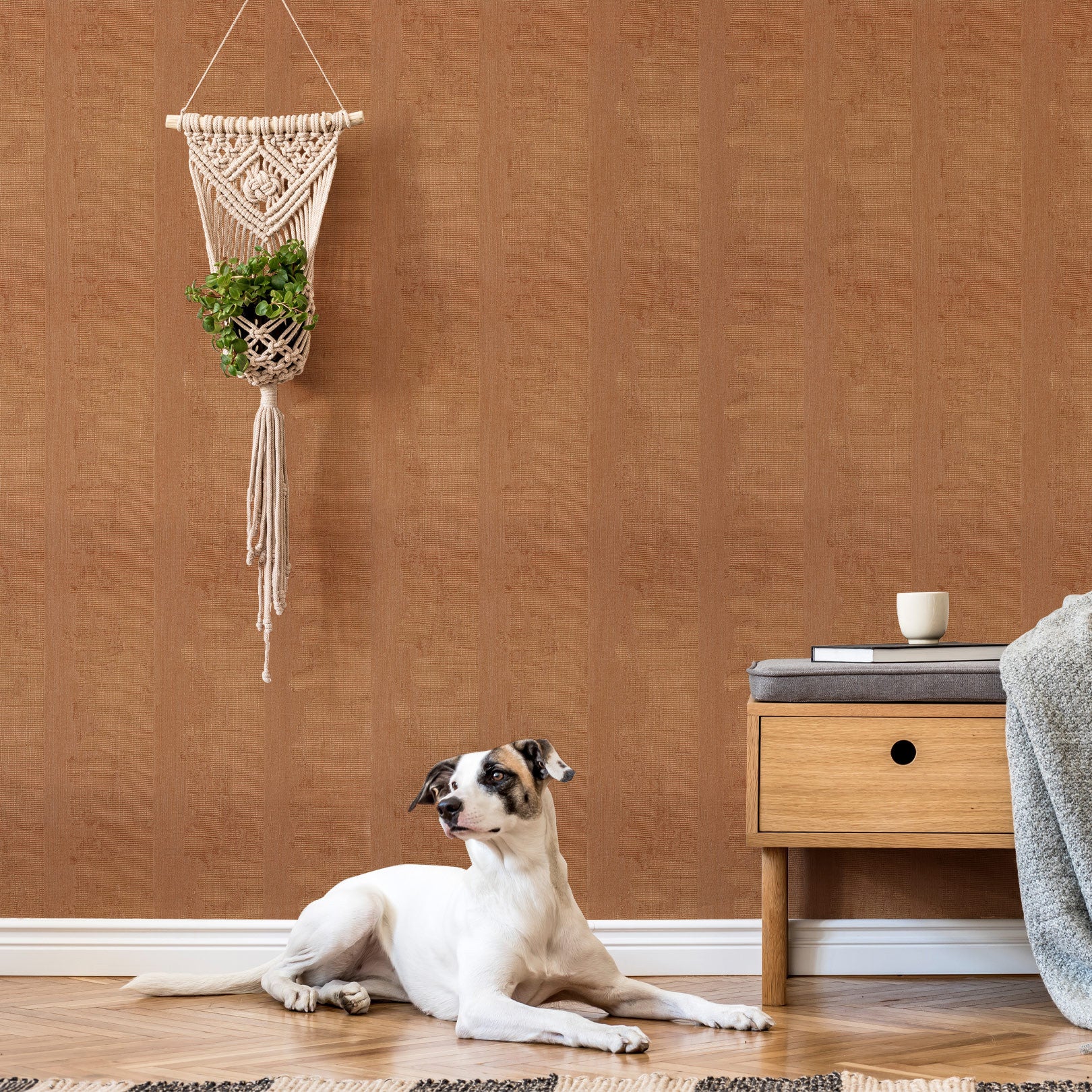 Struktur-Tapete mit metallischen Reflexen NÉRIKOMI - CUIVRE kupferfarben