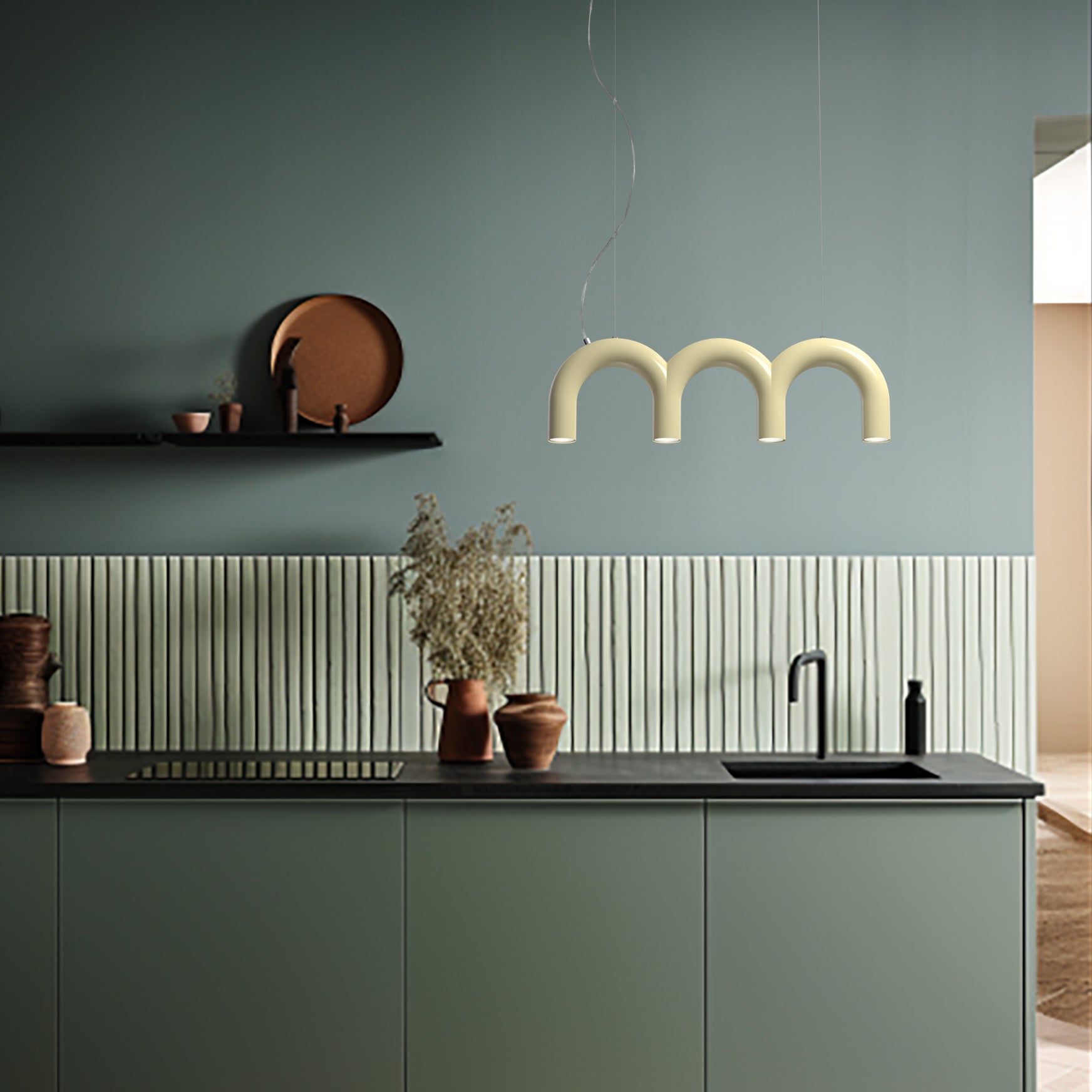 Pendelleuchte ARCH TRIPLETTE beige