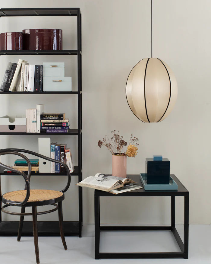 Beige OVAL lampshade with black