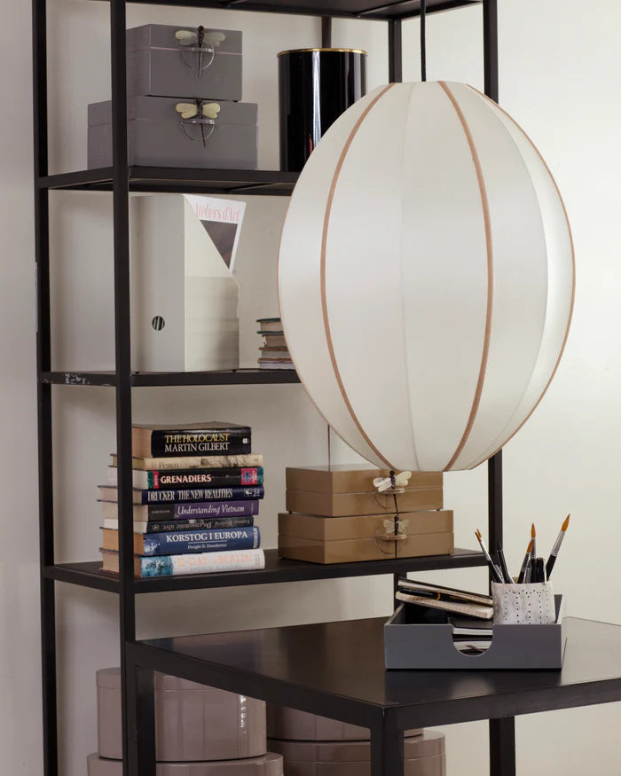 Abażur OVAL gebrochenes Weiß mit Bernstein