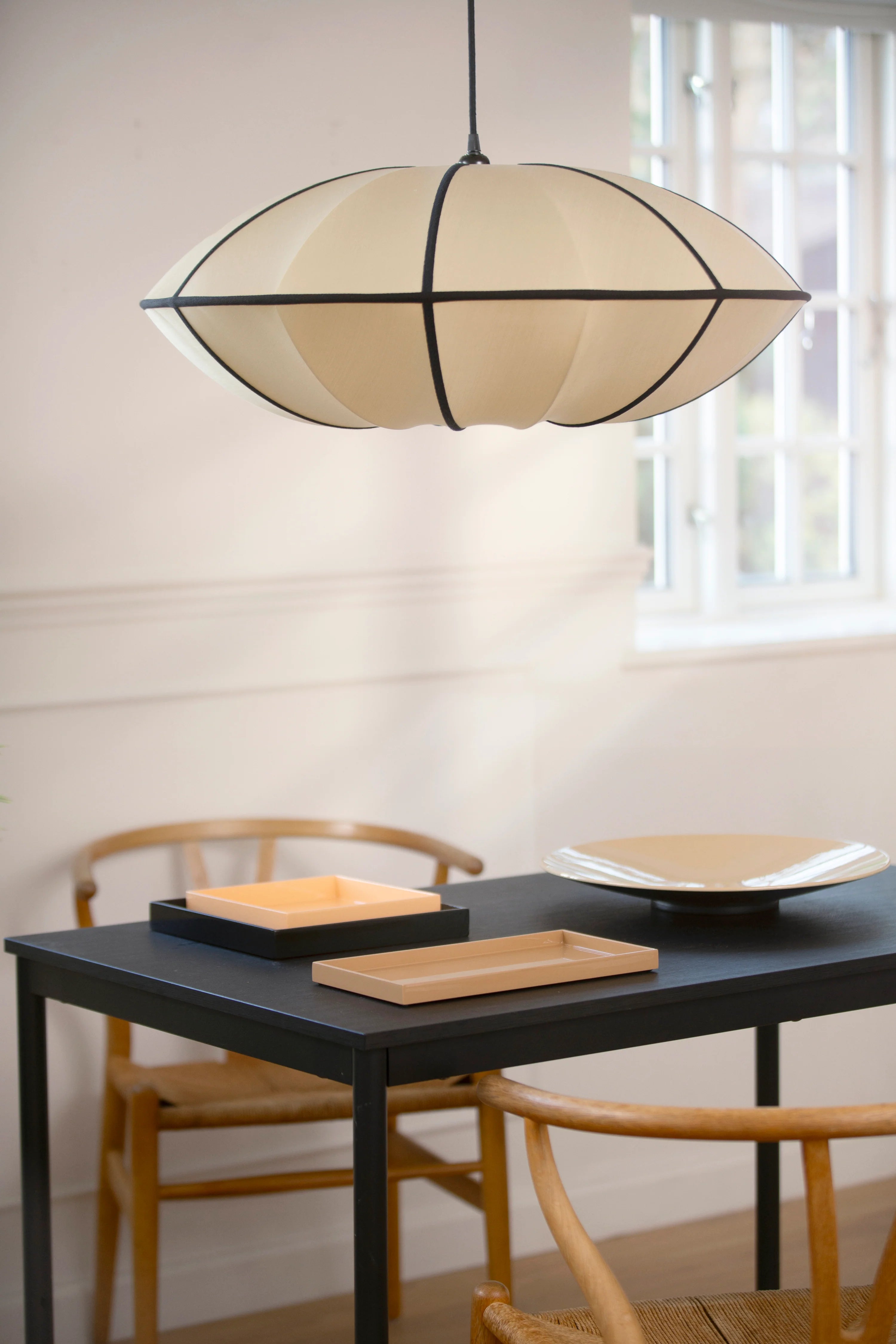 Beige UFO Lamp Shade with Black
