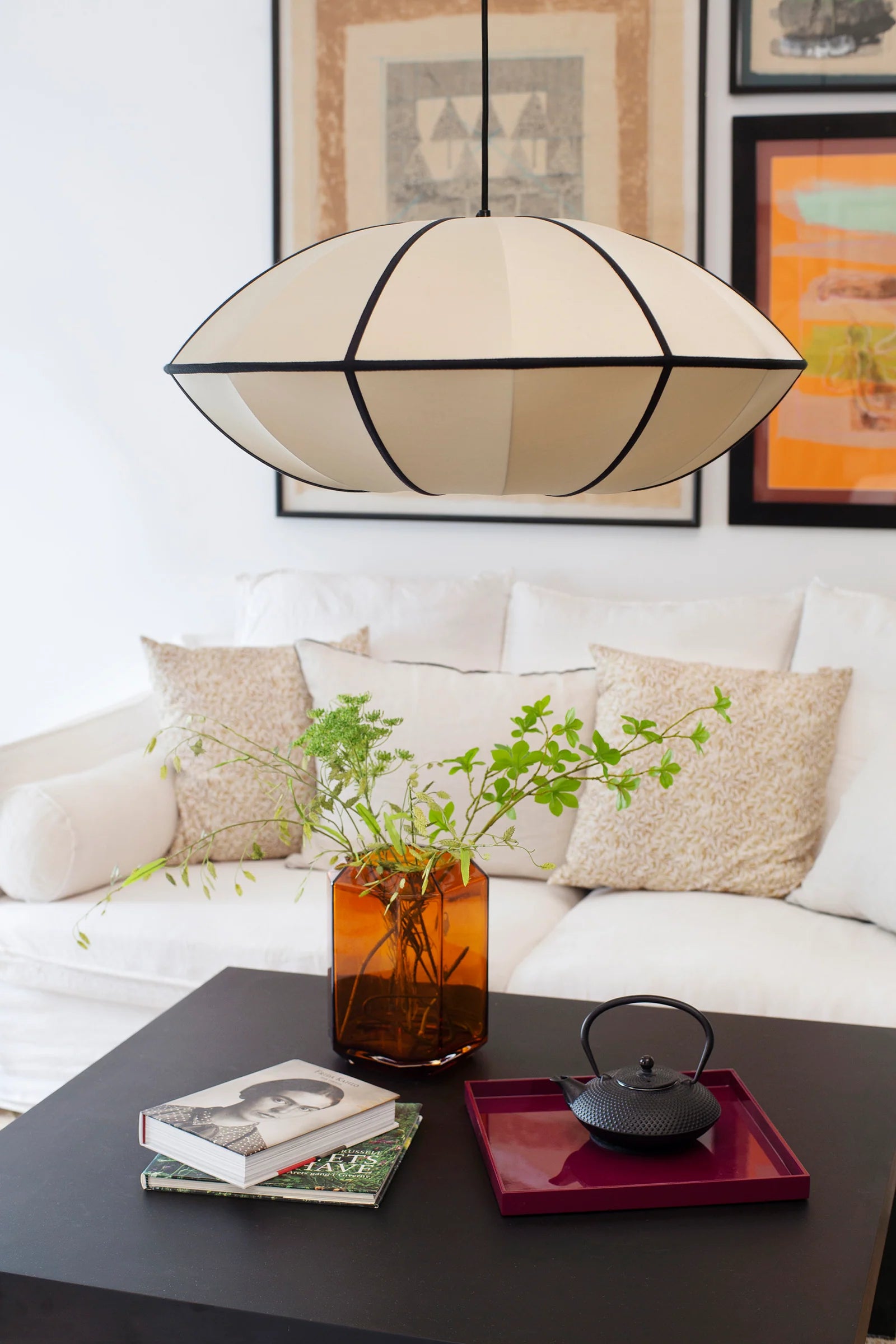 Beige UFO Lamp Shade with Black