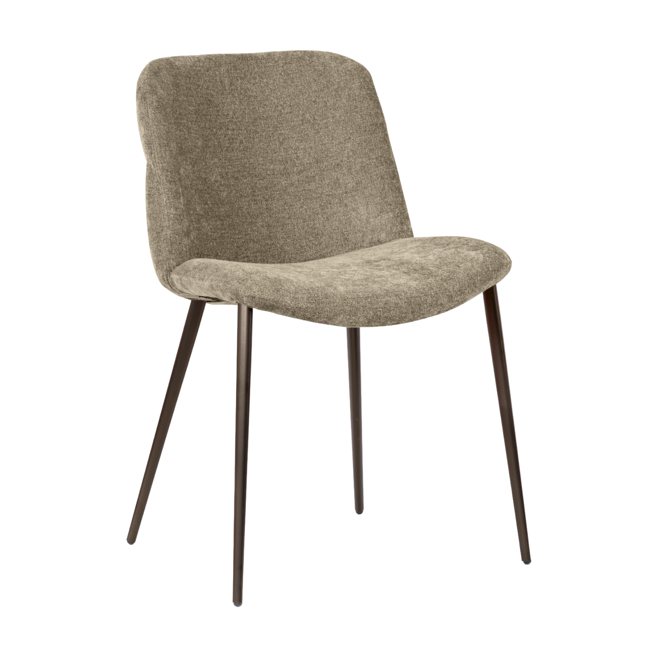 Upholstered ONDA chair with a brown base