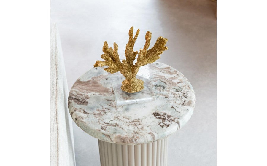CORONEL beige side table with marble top