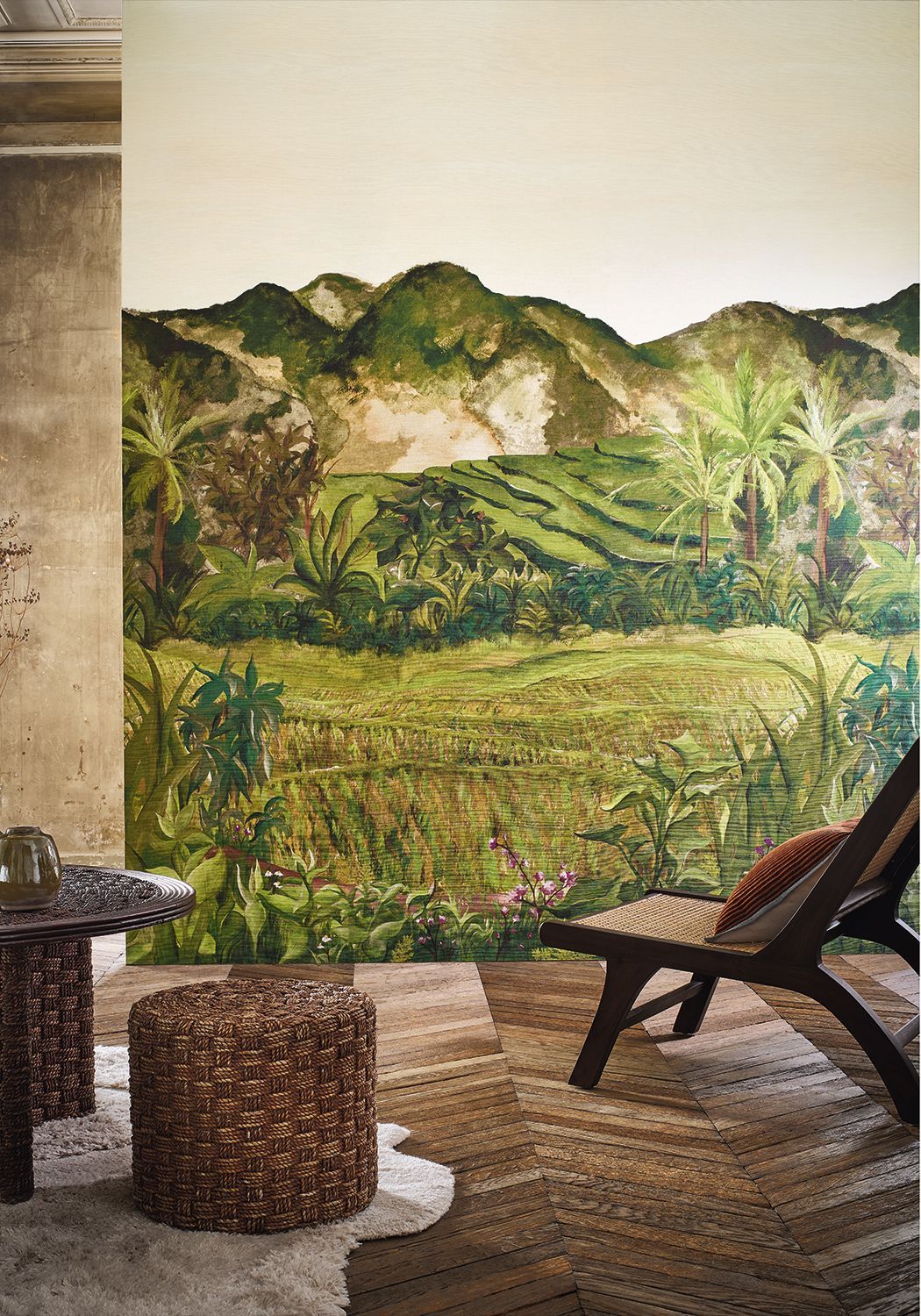 Wandbild mit Berglandschaft HAPAO - OLIVE olivgrün