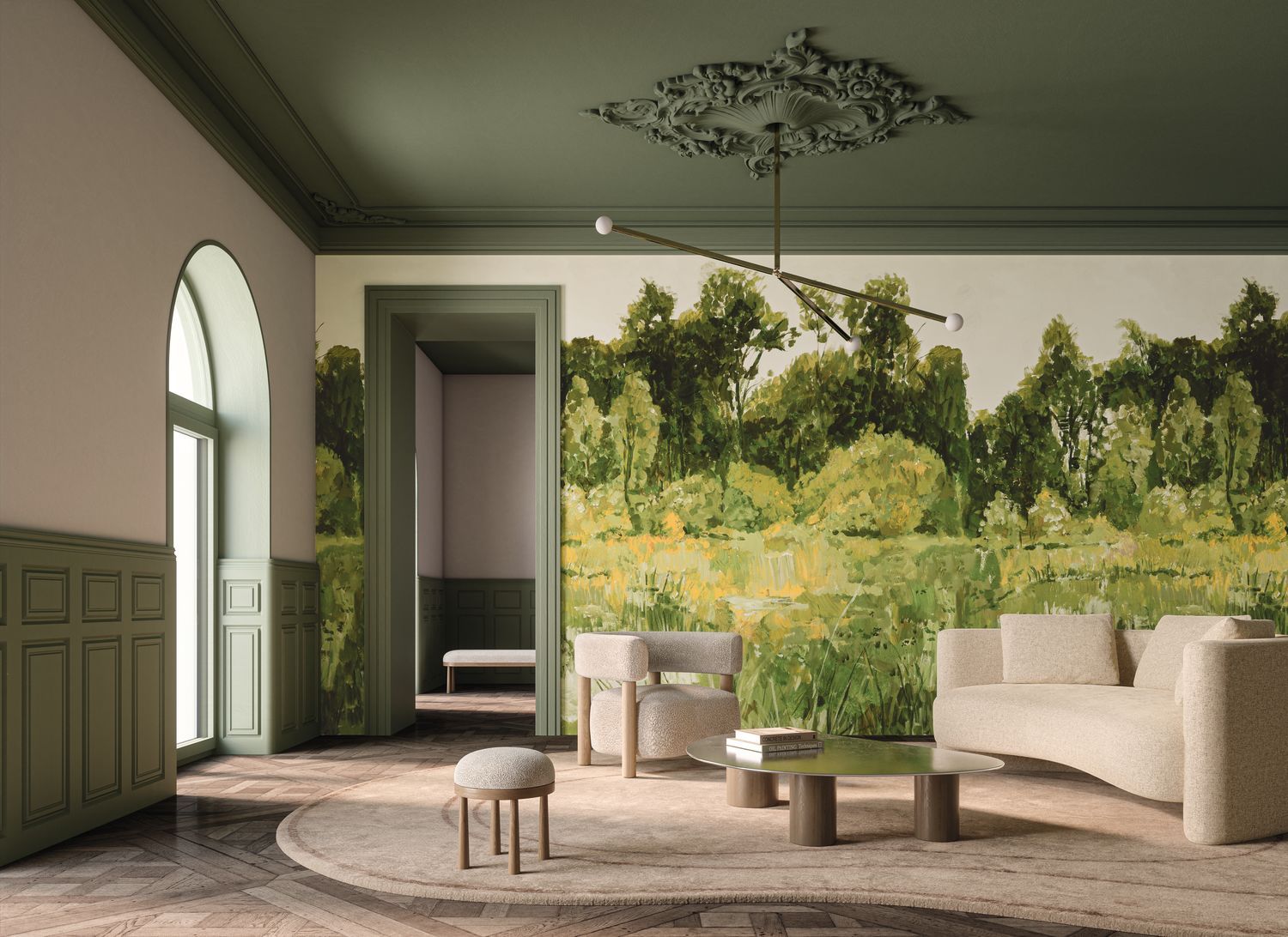 Colvert Warm Green Tree Landscape Mural