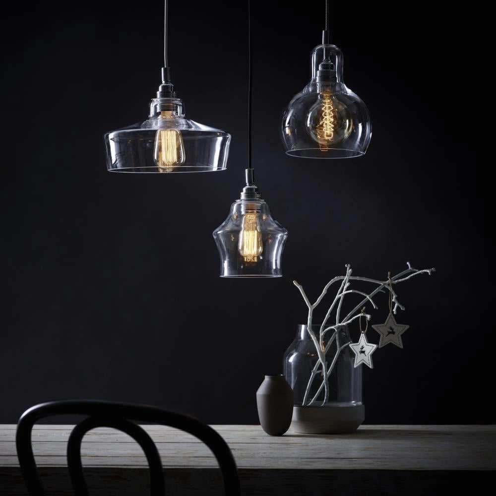 Pendelleuchte LONGIS I transparent mit verchromtem Gehäuse