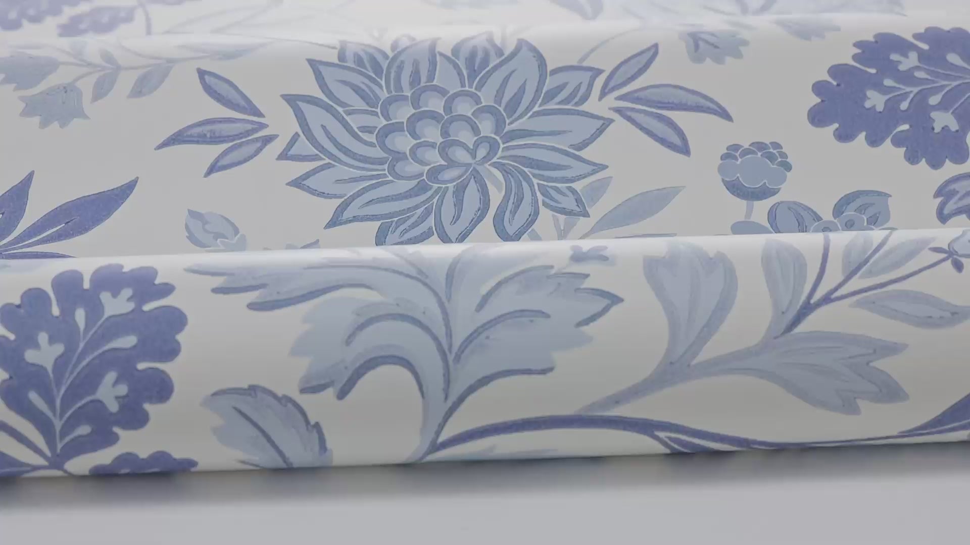 Vlies-Tapete mit Pflanzenmuster ALICIA warmweiß mit Blau
