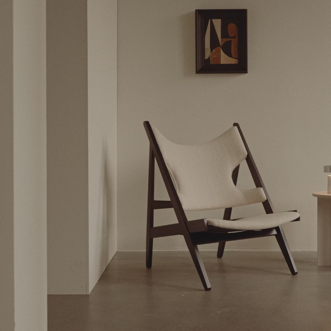 Sessel KNITTING cremefarben mit Eichenbasis