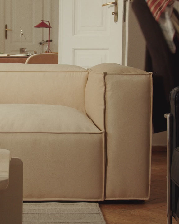 3-sitziges linksseitiges Ecksofa NURIA ecru Boucle
