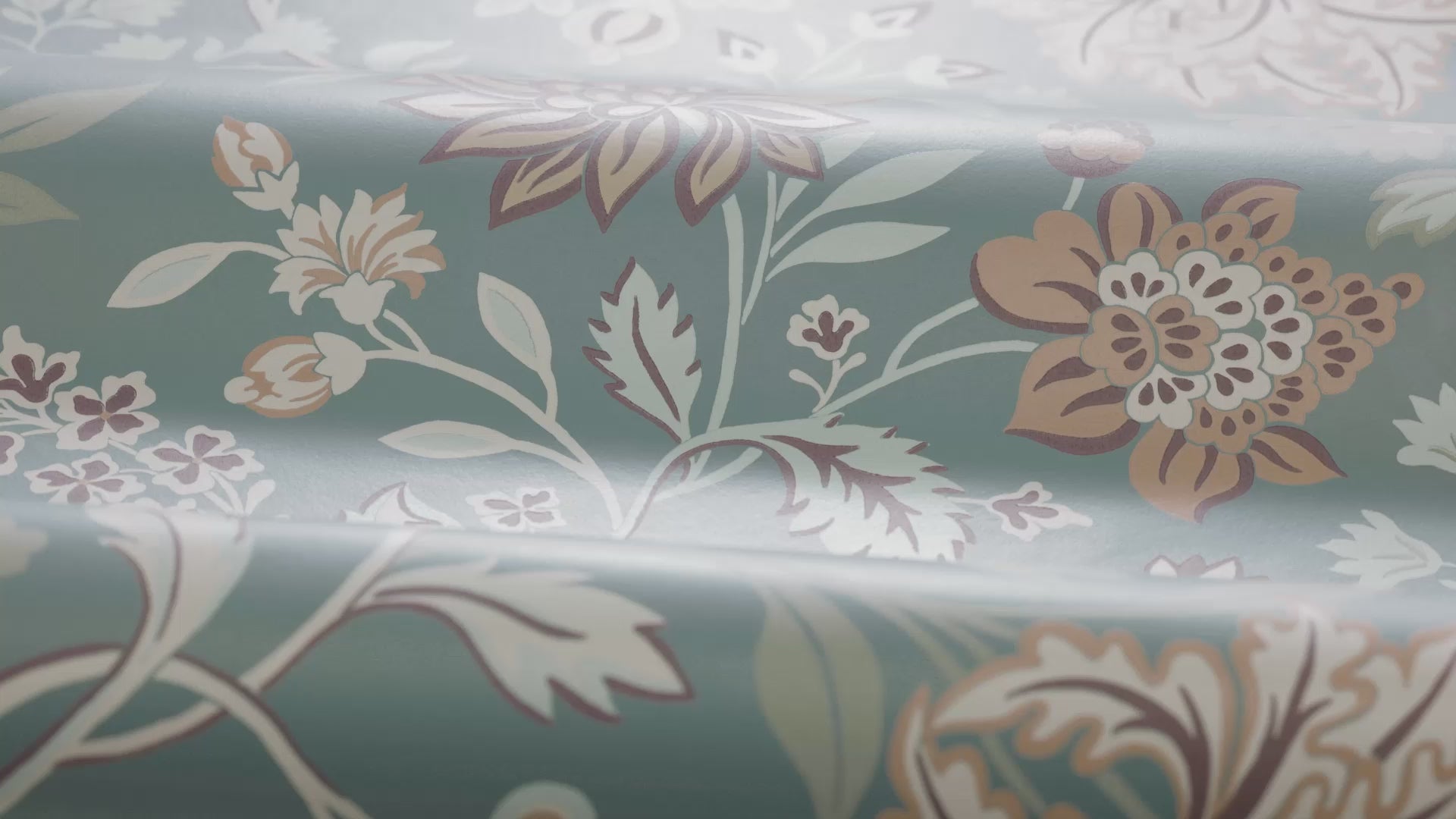 Non-woven paper wallpaper with a floral pattern ALICIA blue with green