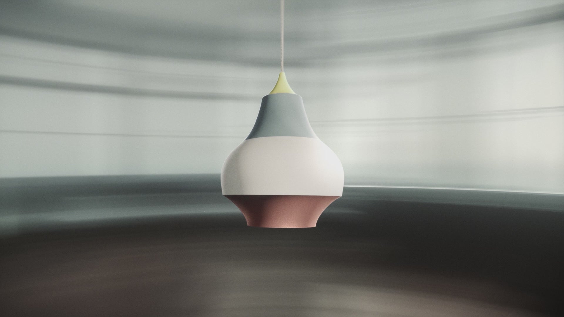 Pendelleuchte CIRQUE gelb-grün-blau mit rotem Ende