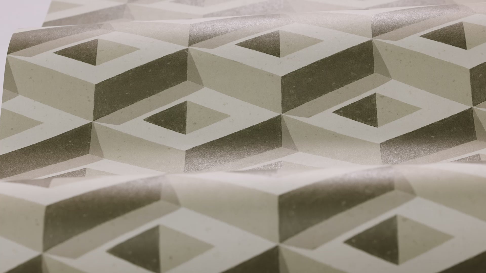 Wandbild mit geometrischem 3D-Motiv BOXEN beige mit braun