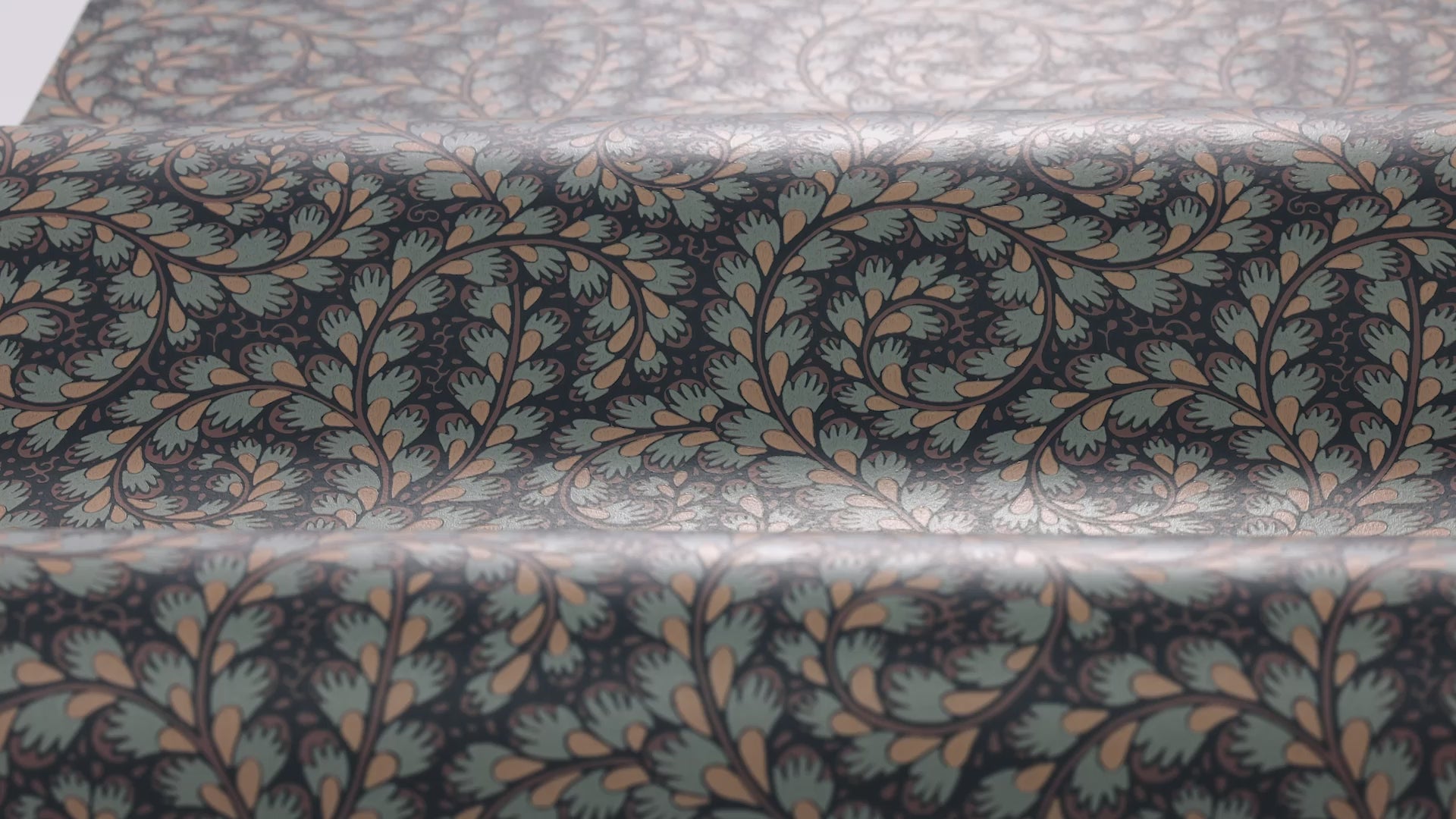 Wild Ferns Blue and Beige Leaf Pattern Wallpaper