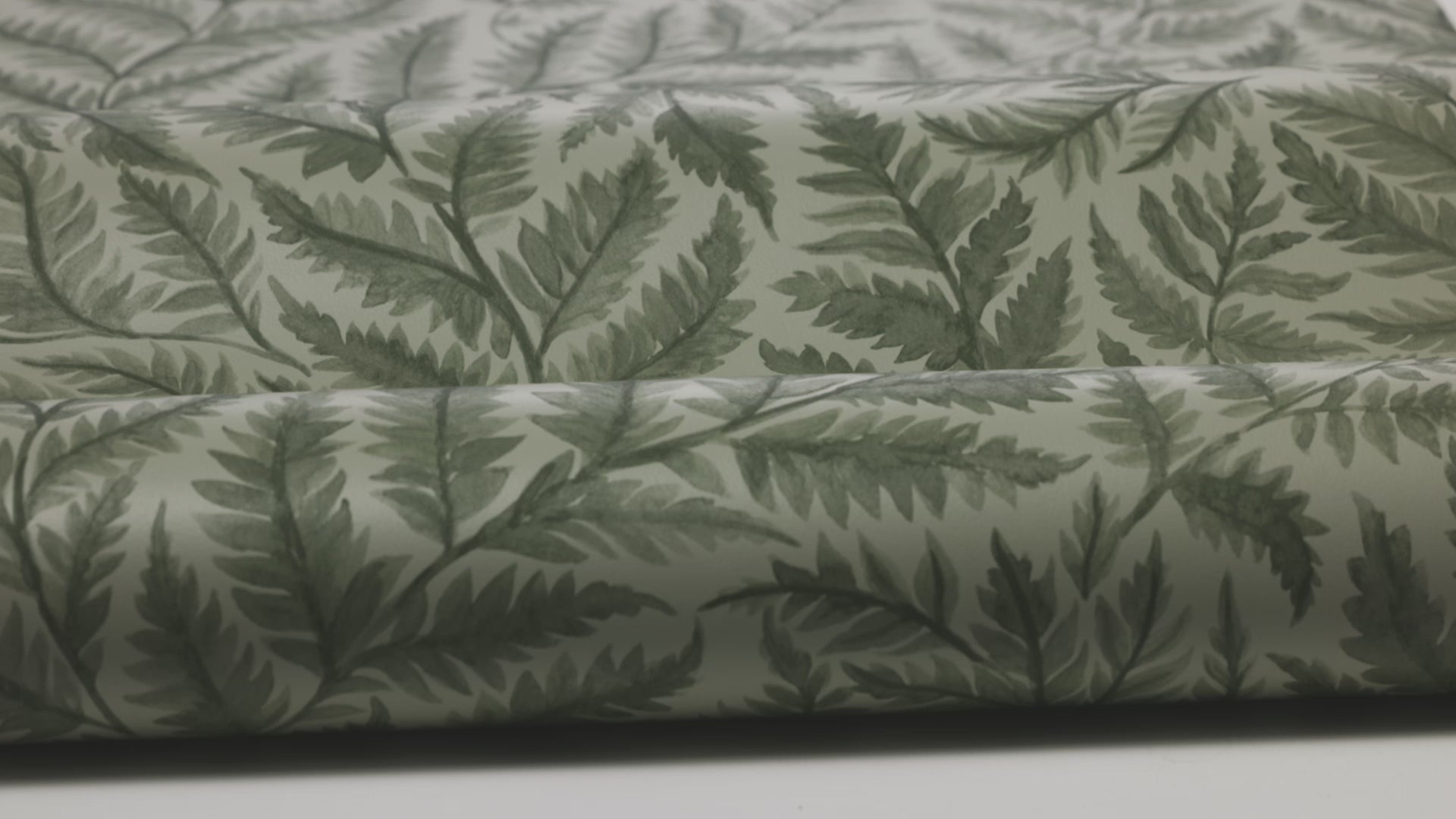 Non-woven paper wallpaper with a plant pattern FERNS green