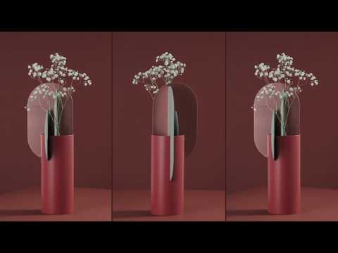 Brick vase EKSTER with blue and copper