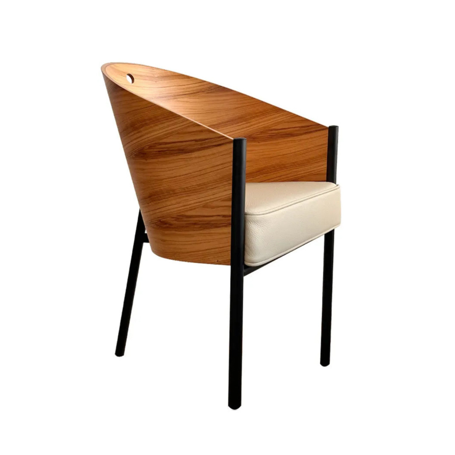 Kosten Stuhl Olivenfurnier mit beige Leder