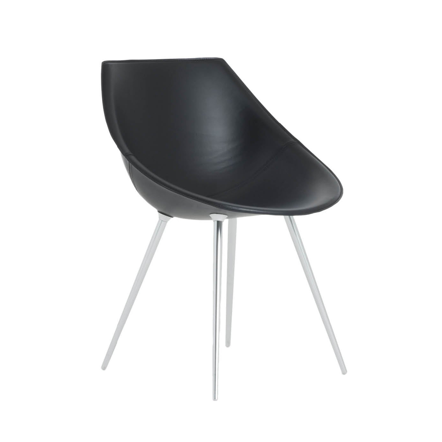Chair lagò black leather with an aluminum base