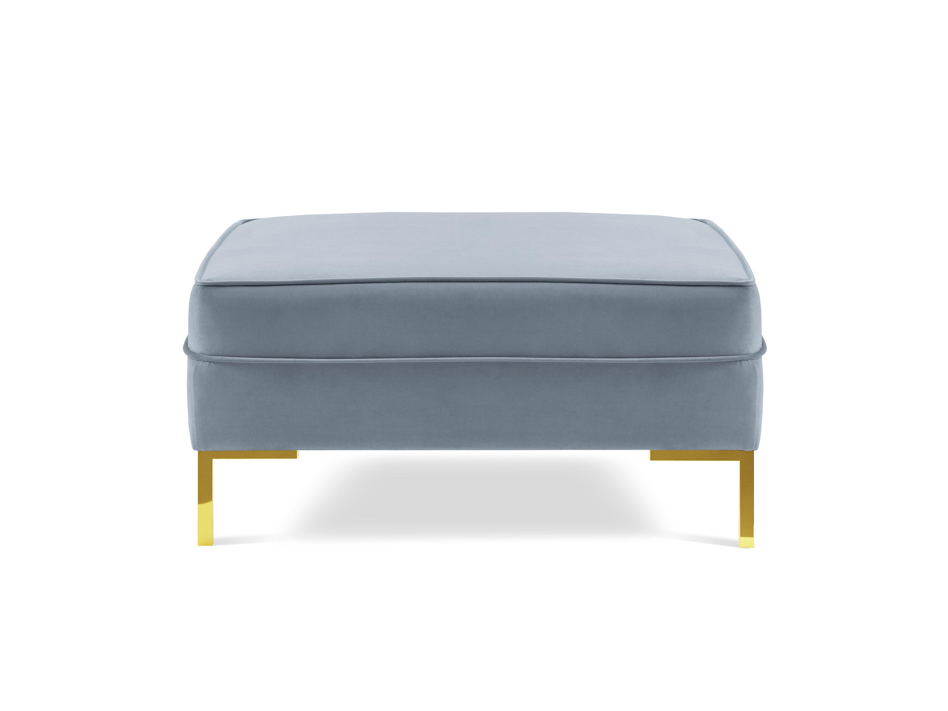 Puf aksamitny LUIS jasnoniebieski ze złotą podstawą Milo Casa    Eye on Design