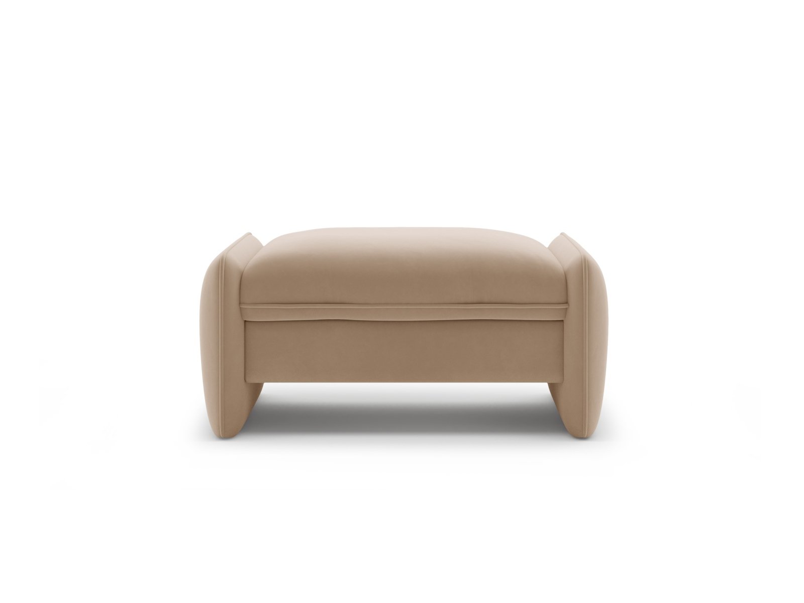 Georgia Almond Beige Velvet Pouf