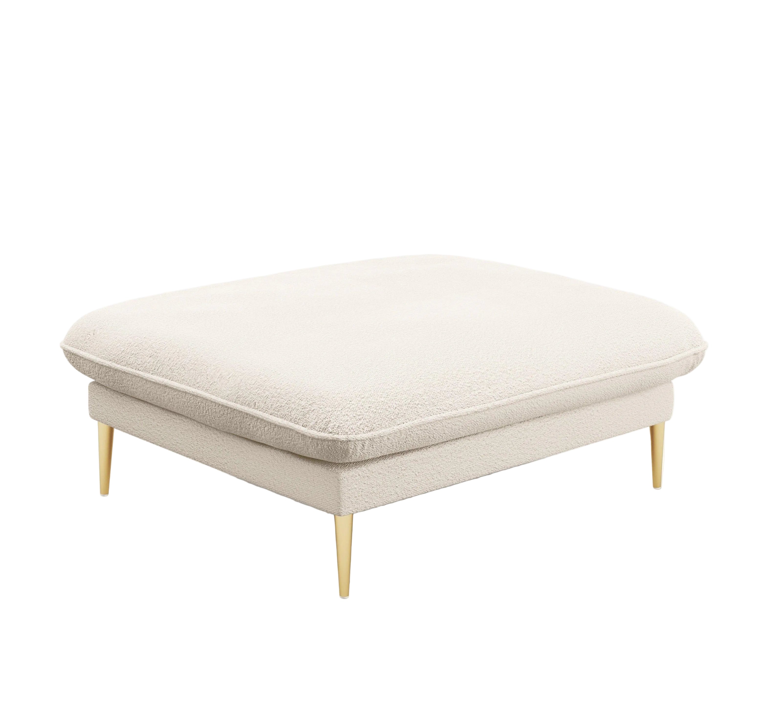 Puf w tkaninie boucle VIENNA beżowy ze złotą podstawą Cosmopolitan Design    Eye on Design