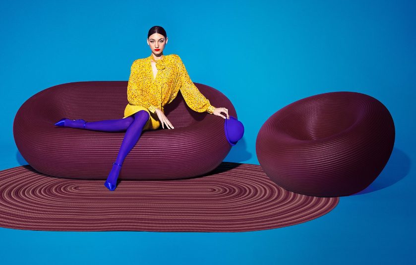 Brown oval outdoor rug NAMI