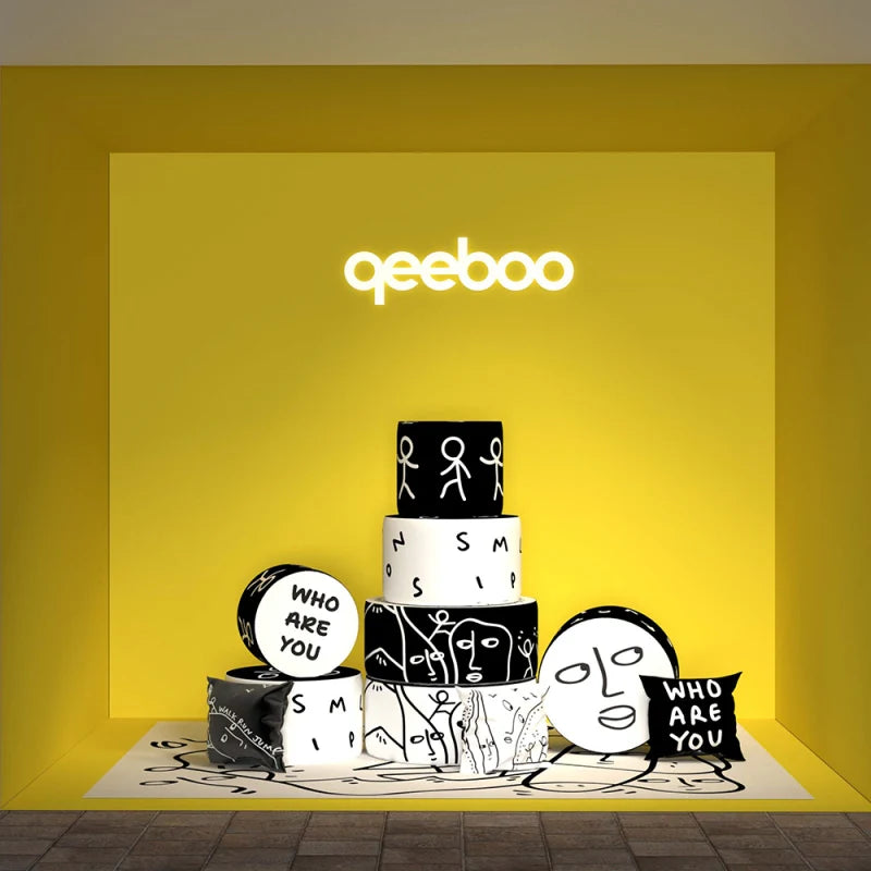 MIDNIGHT MONOLOGUE Pouf schwarz-weiß