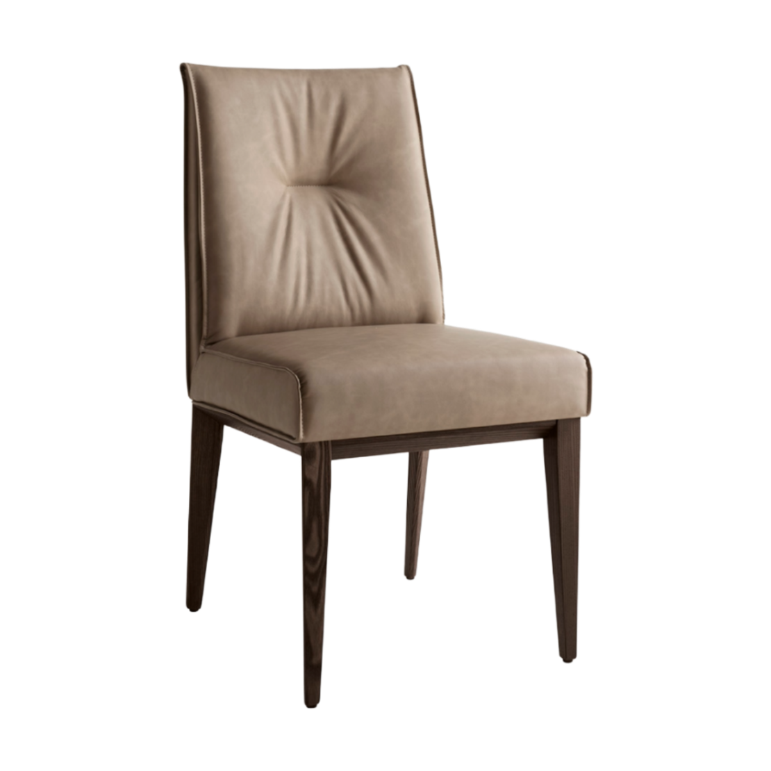 Upholstered ROMY Chair with Dark Wooden Base