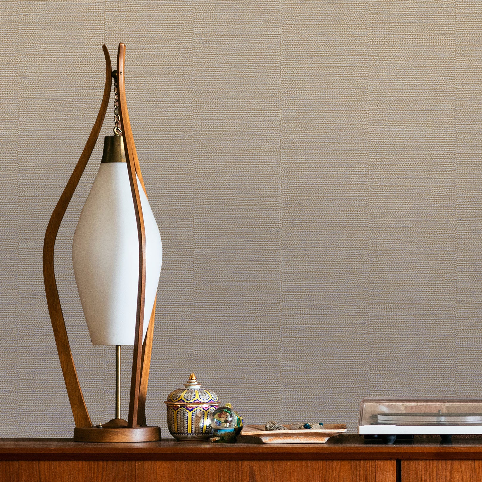 Strukturierte metallische Tapete in Streifen SCANDIUM - SABLE/ARGENT beige