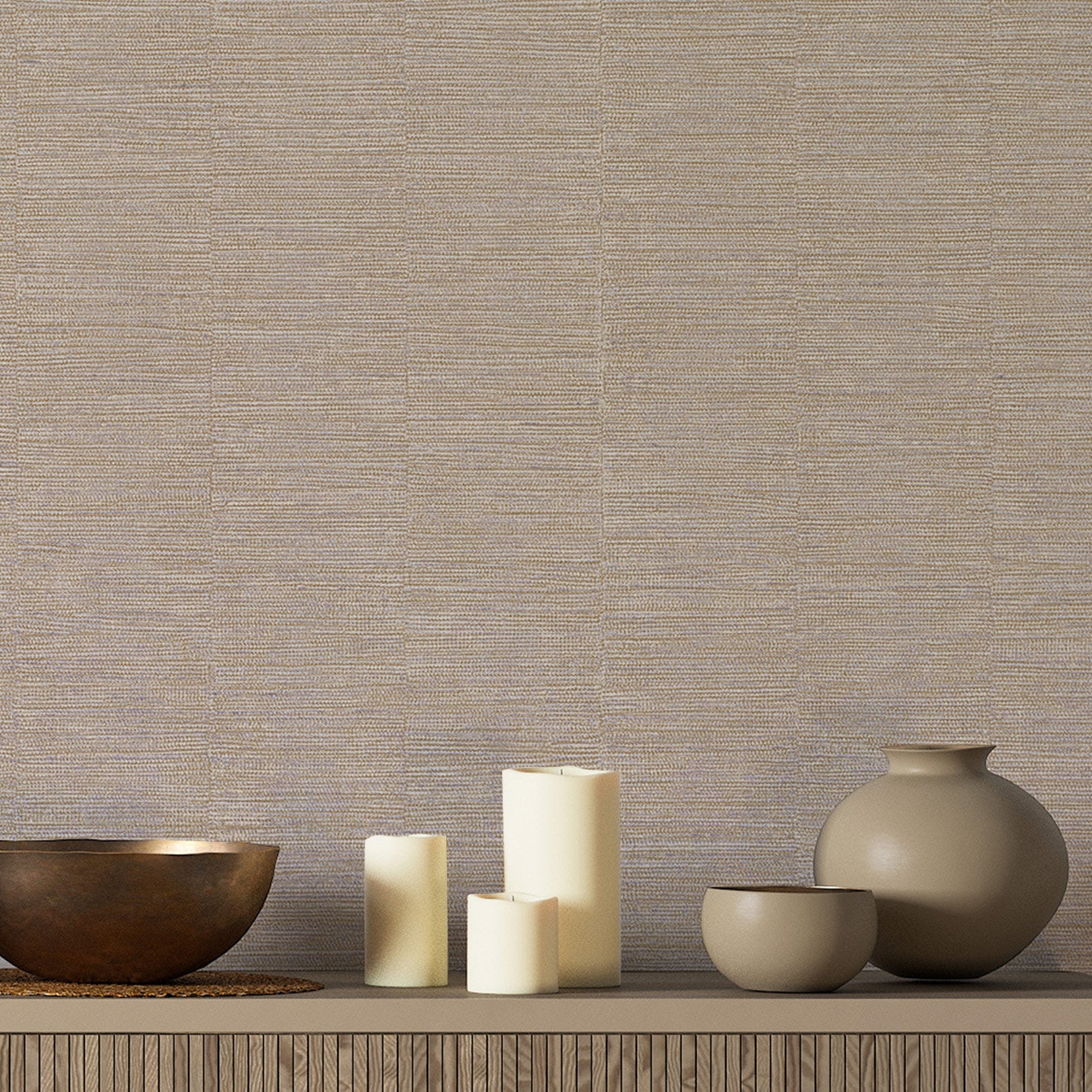 Strukturierte metallische Tapete in Streifen SCANDIUM - SABLE/ARGENT beige