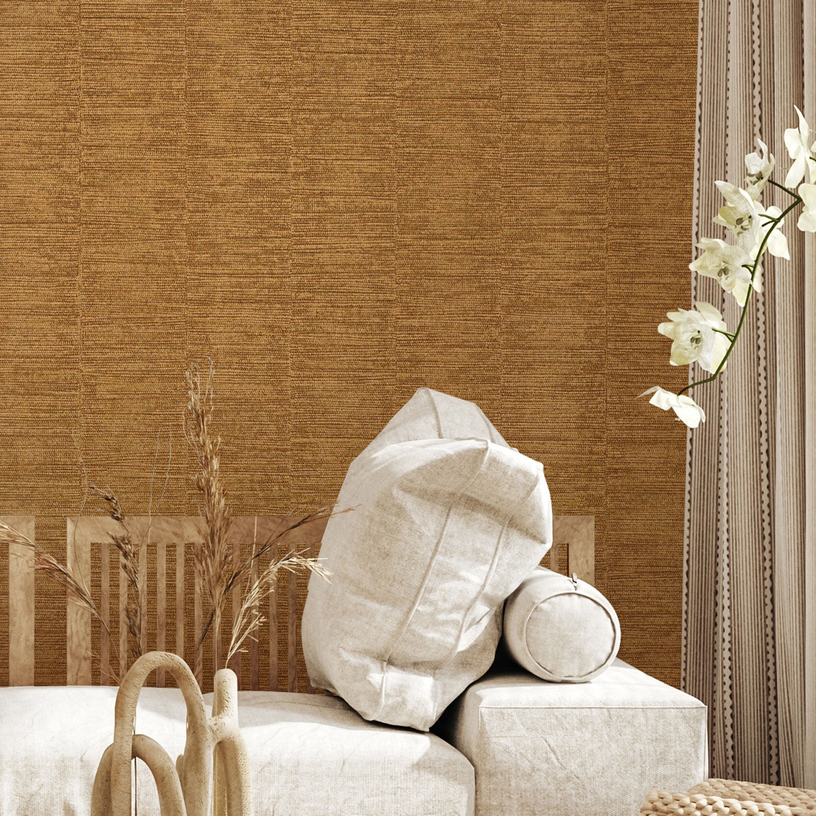 Strukturierte metallische Tapete mit Streifen SCANDIUM - ODER PATINE dunkles Gelb