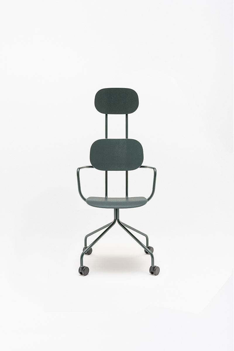 Krzesło z zagłówkiem NEW SCHOOL ciemny zielony [Milena] MDD    Eye on Design