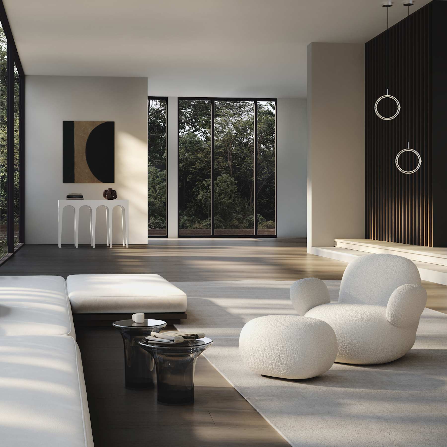 TOE FLAT armchair white bouclé