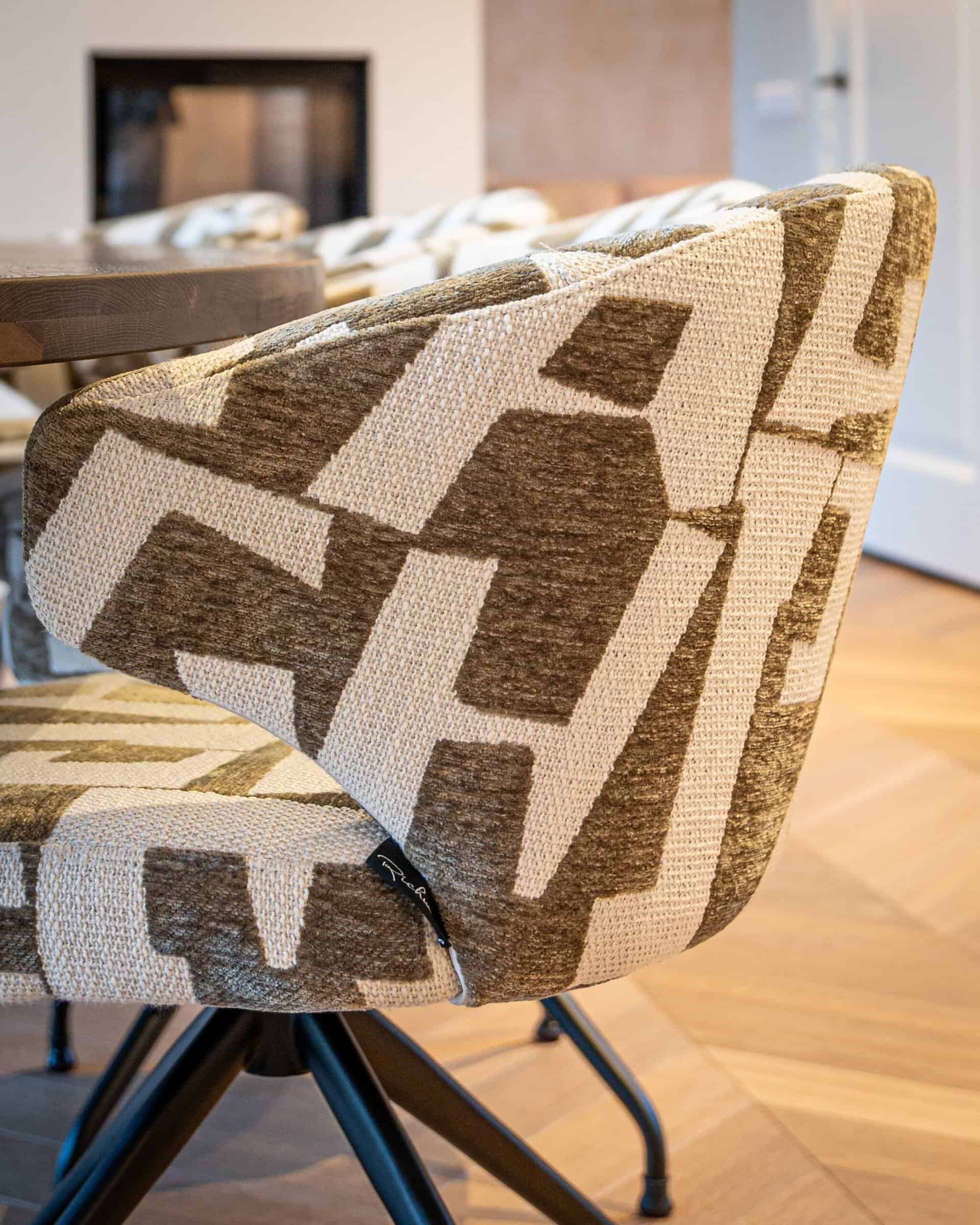 MILLY Swivel Chair in Beige with Brown and Black Base