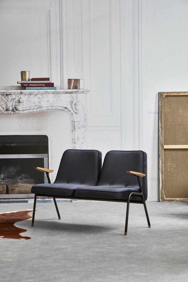 Sofa 2-osobowa 366 METAL beżowy w tkaninie Boucle Creme – 366 concept