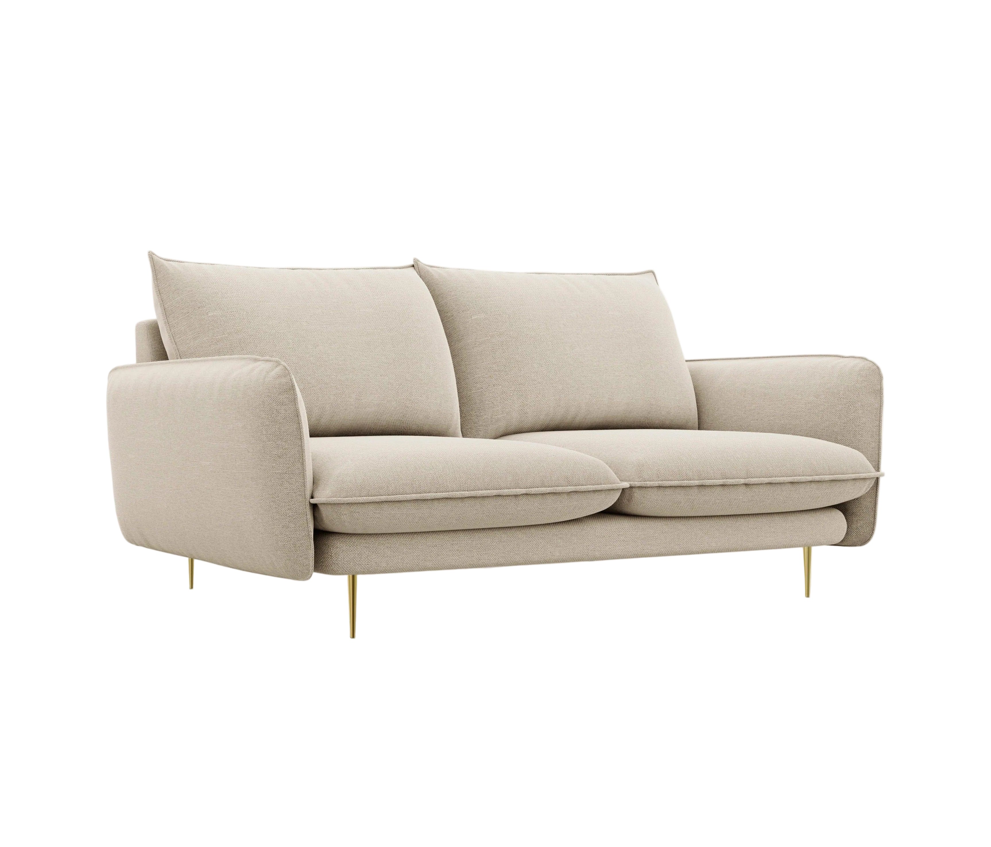 Sofa 2-osobowa VIENNA beżowy ze złotą podstawą Cosmopolitan Design    Eye on Design