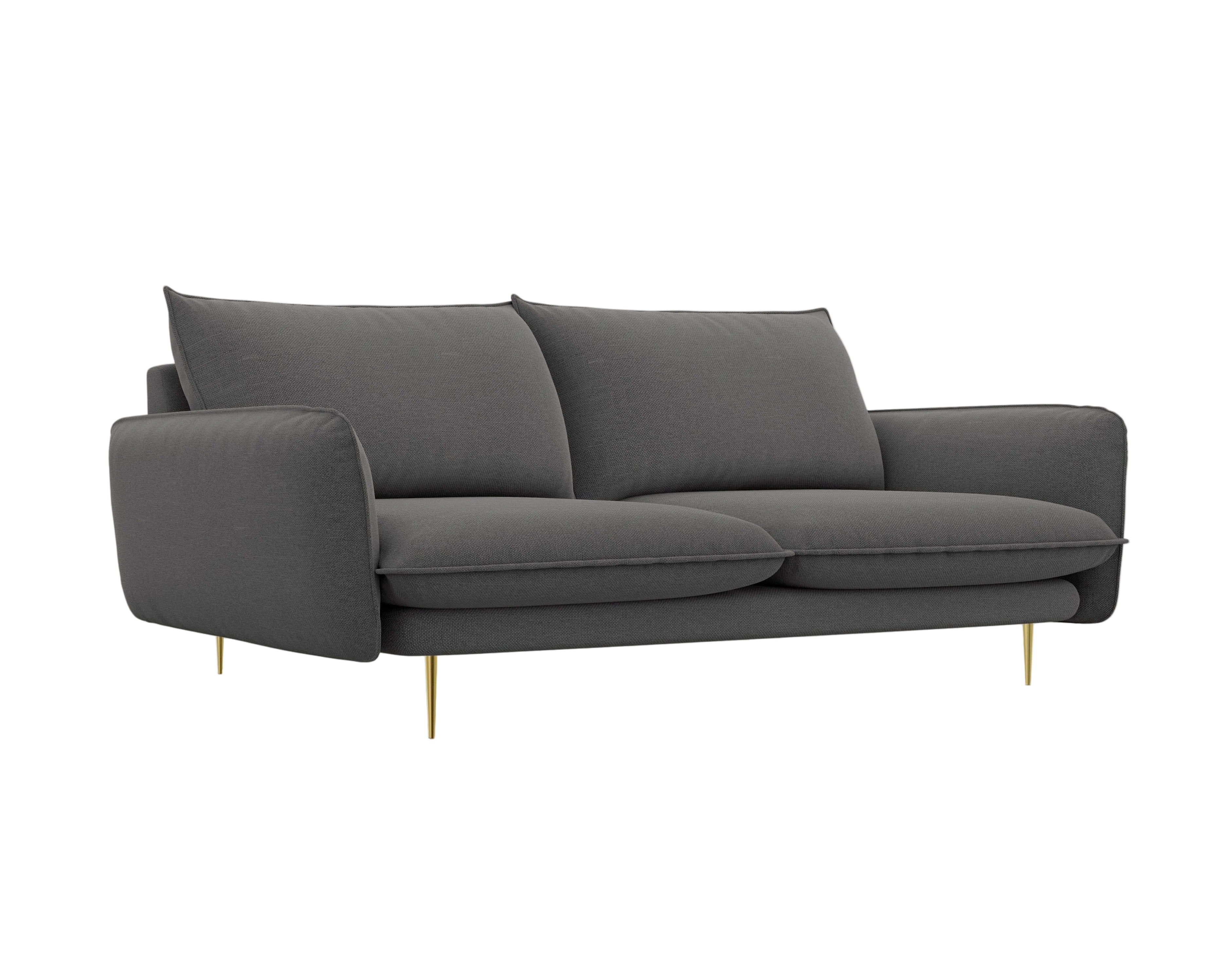 Sofa 3-osobowa VIENNA ciemnoszary ze złotą podstawą Cosmopolitan Design    Eye on Design
