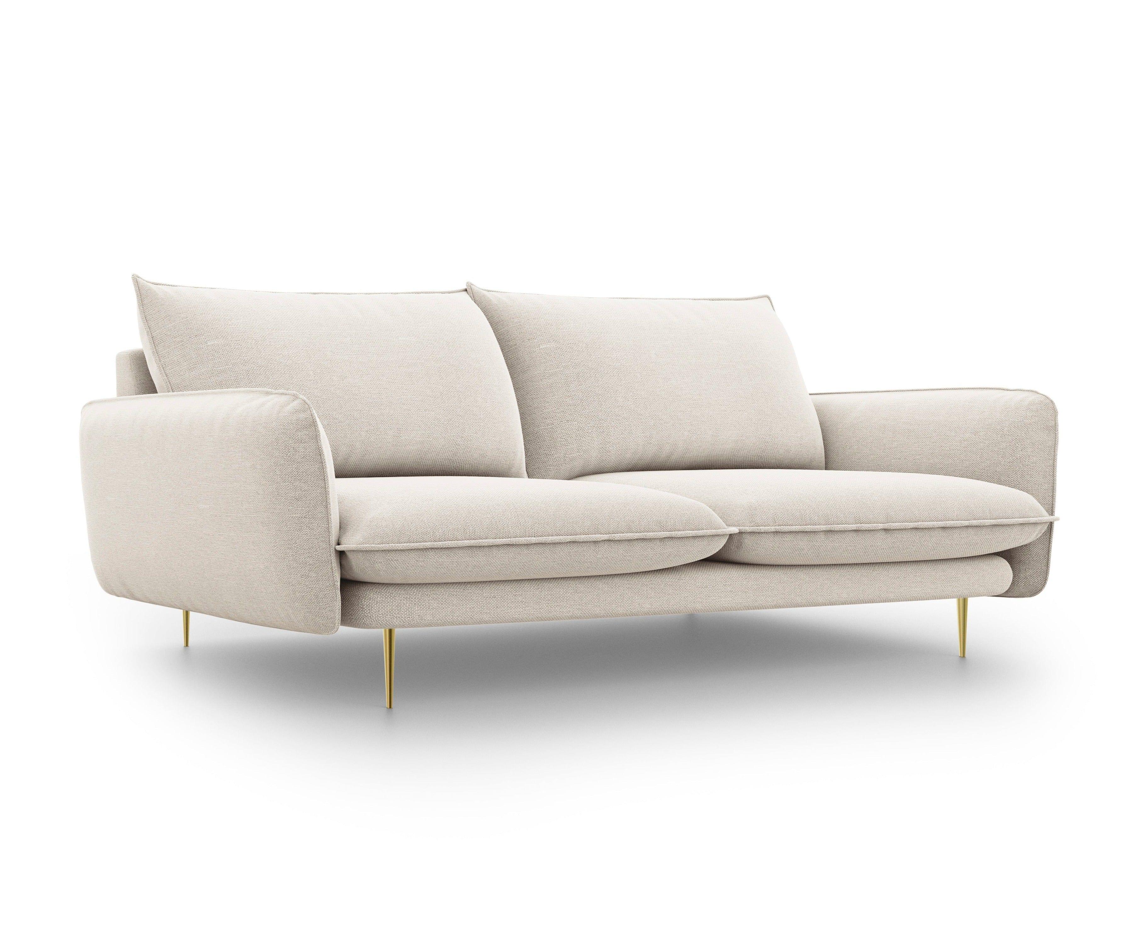 Sofa 3-osobowa VIENNA piaskowy ze złotą podstawą Cosmopolitan Design    Eye on Design
