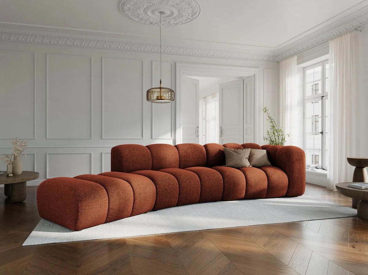 Sofa 5-sitzige rechtsseitige LUPINE ziegelrot Chenille
