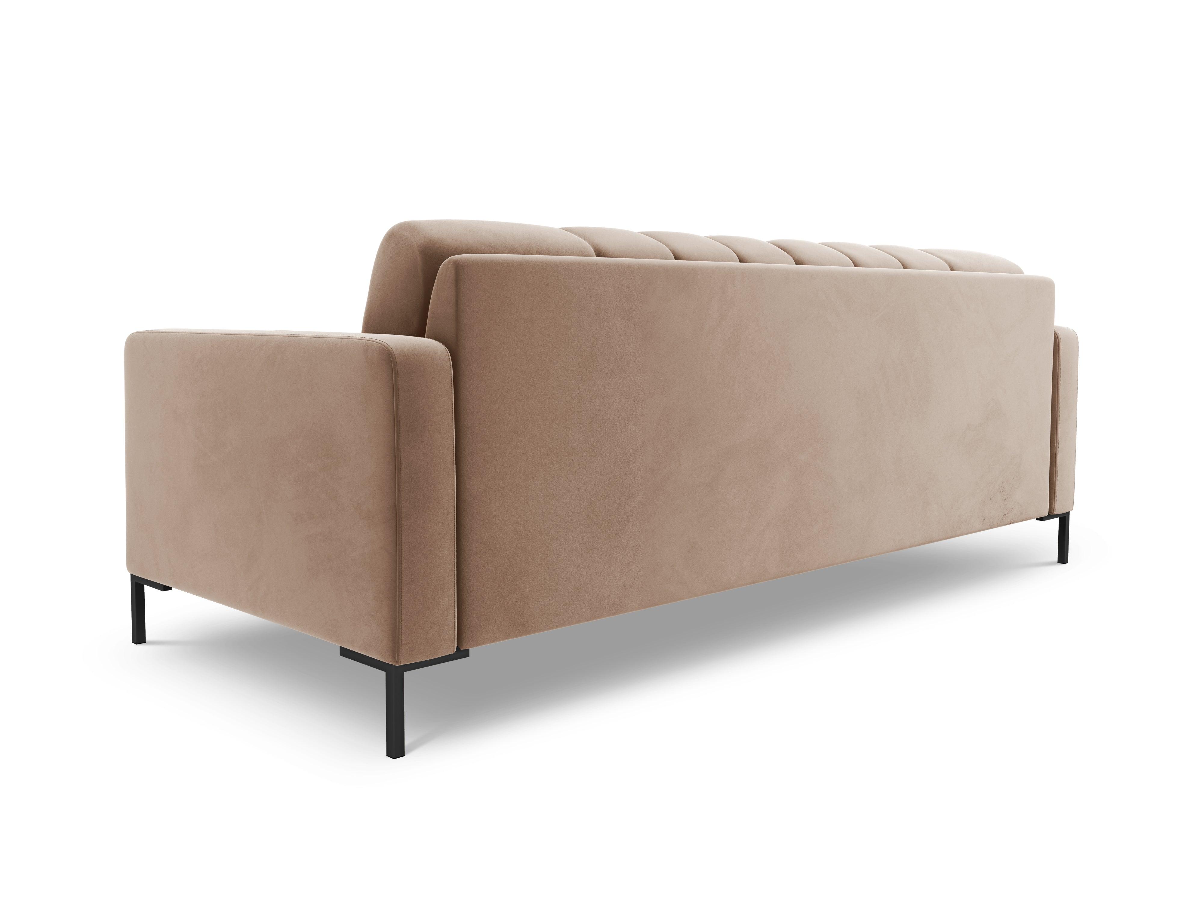 Sofa aksamitna 4-osobowa BALI beżowy z czarną podstawą Cosmopolitan Design    Eye on Design