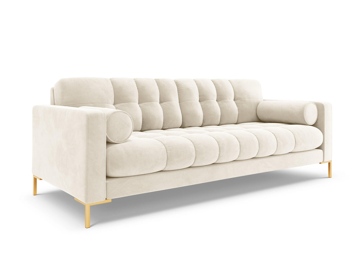 Velvet sofa 4-seater light begging log with a golden base – Eye on Design