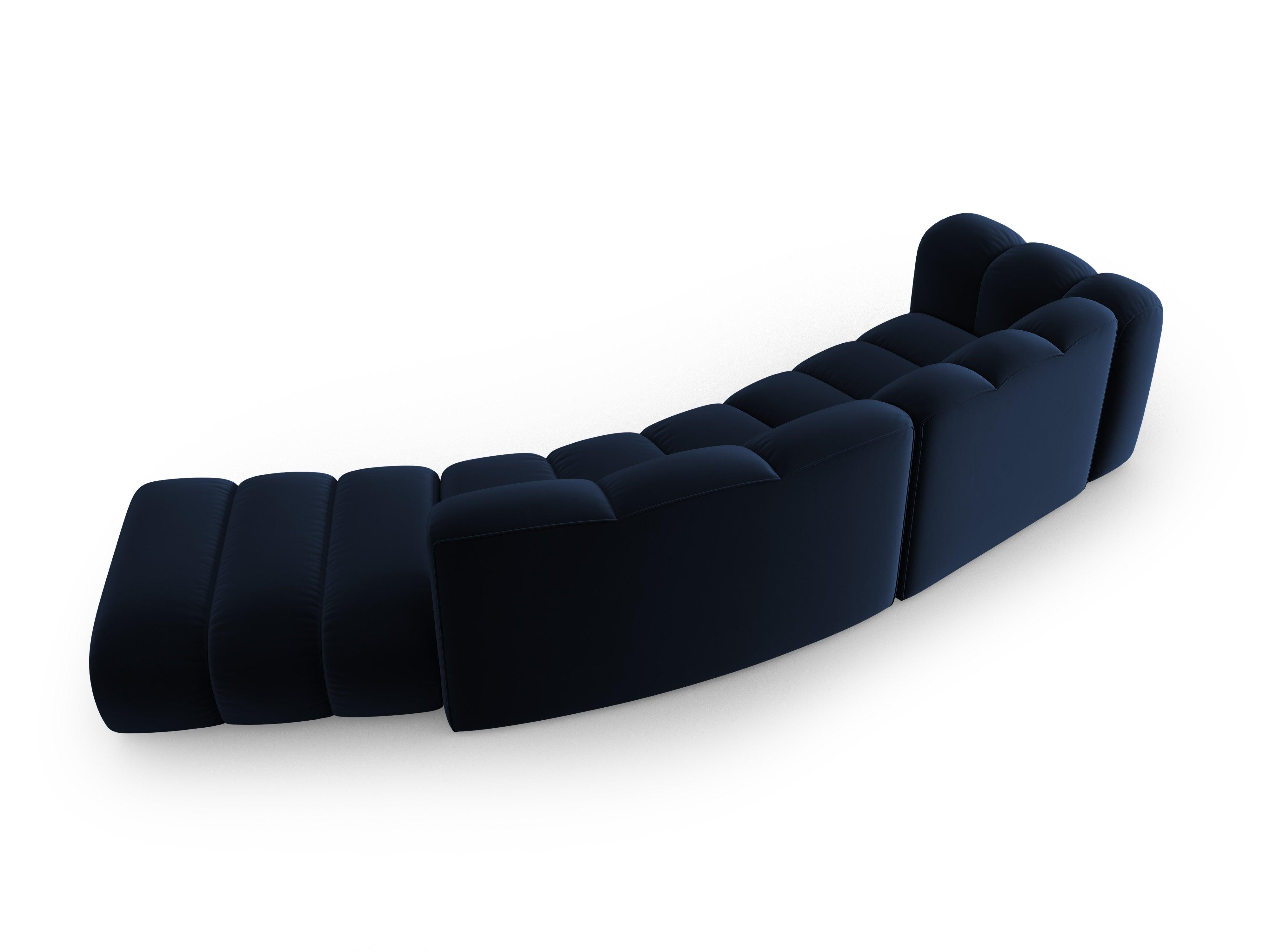 Sofa aksamitna 5-osobowa prawostronna LUPINE granatowy – Micadoni