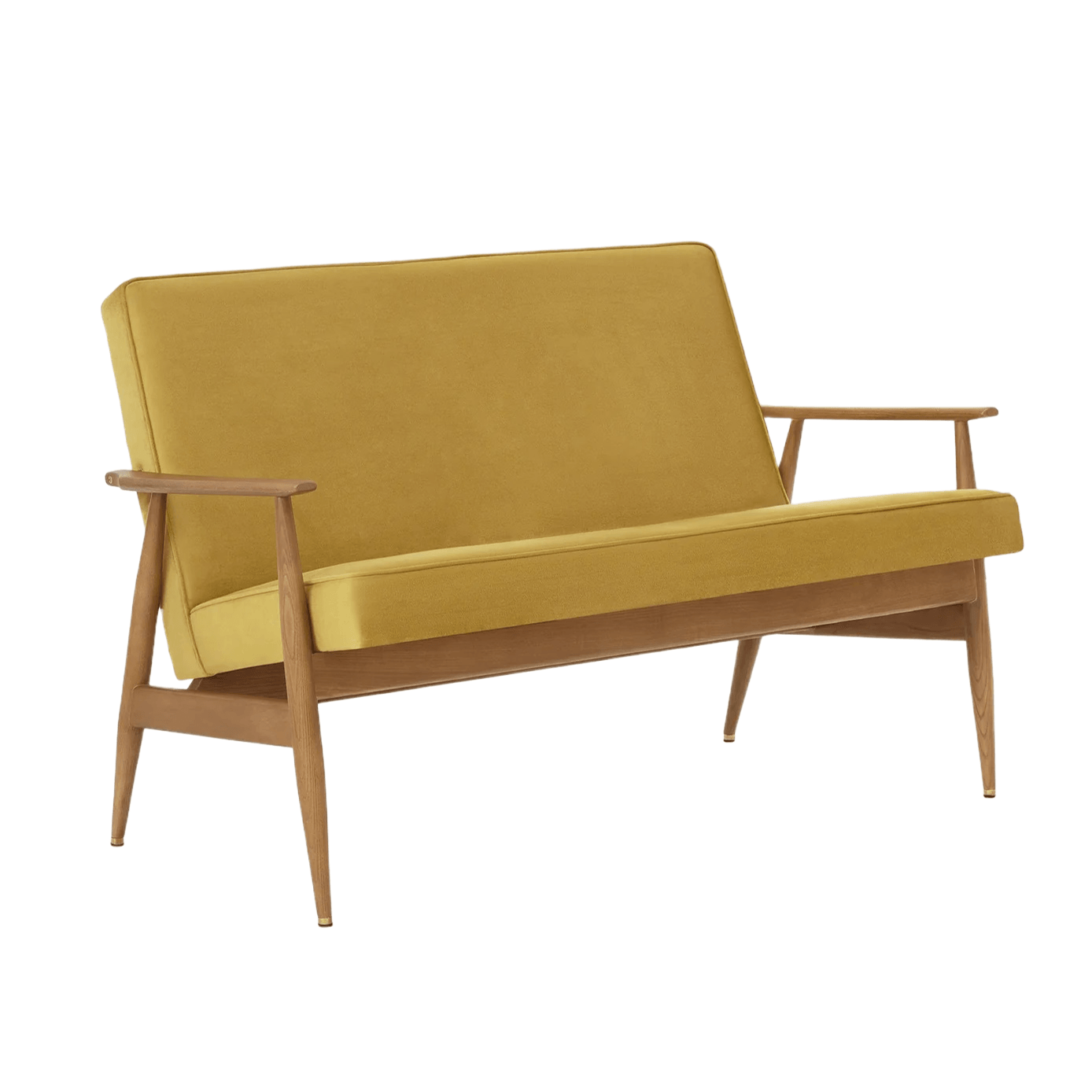 Sofa FOX żółty w tkaninie Shine Velvet Mustard 366 concept 120 cm Jesion-02  Eye on Design